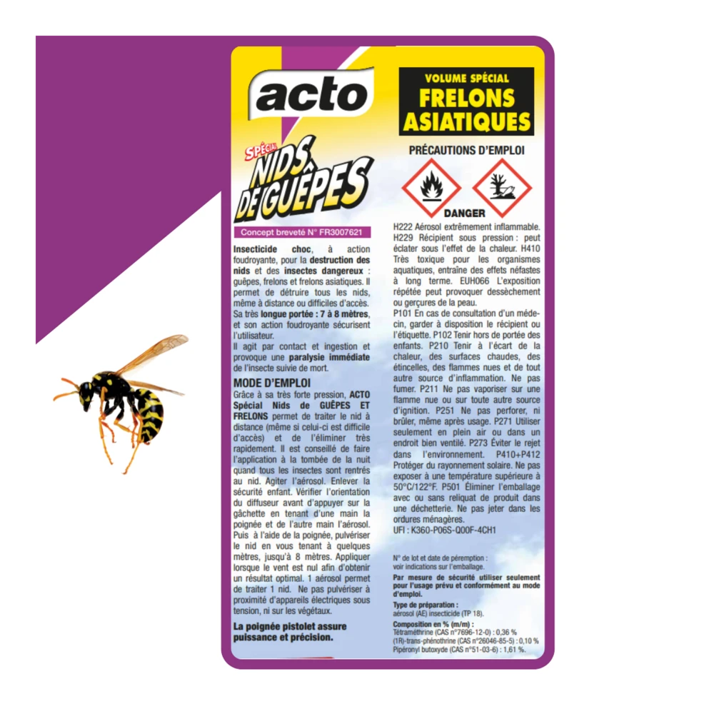 Lot De 2 Aérosol Acto Spécial Nids De Guepes - Efficacité Professionnelle - Volu – Image 5