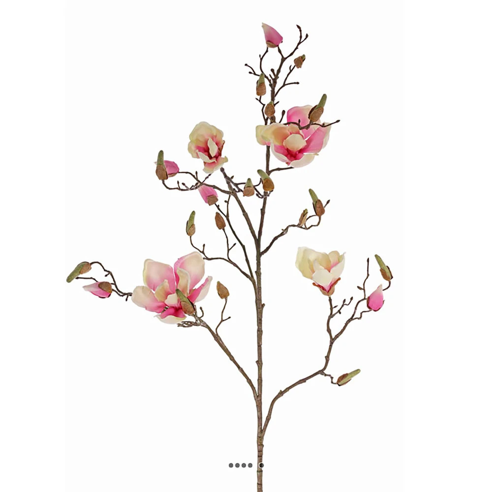 Branche De Magnolia Artificiel 4 Fleurs 22 Boutons H 107 Cm Rose PĂąle - Couleur: