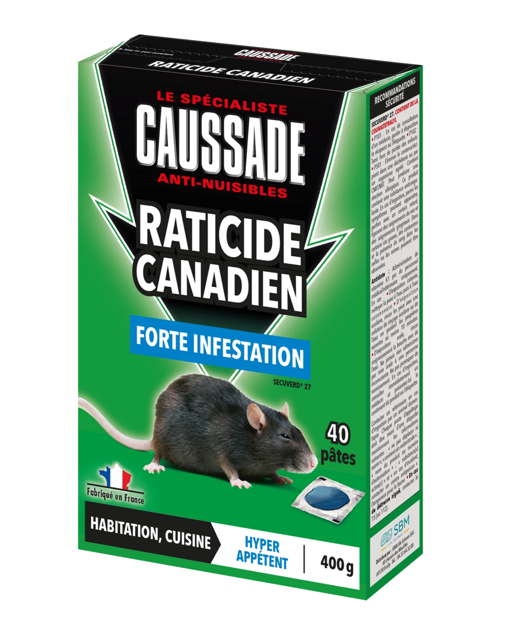 Carpt400 Raticide Canadien Forte Infestation Appât Prêt à L'emploi Nou